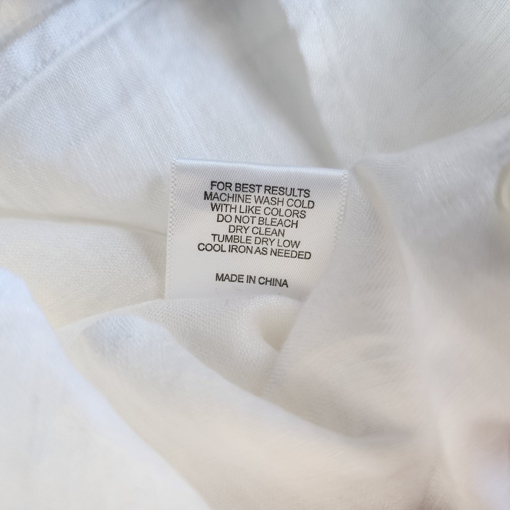 Collars & Co Linen Shirt Mens Size Small White Toscano Button Up 100% NEW NWT - Picture 6 of 9